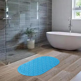 Kuber Industries Bath Mat | PVC Bathroom Mat | Shower Bath Mat | Floor Tub Mat | Bathroom Oval Mud Mat | Anti-Skid Shower Bathroom Mat | Q-02A |Pack of 3| Dark Blue